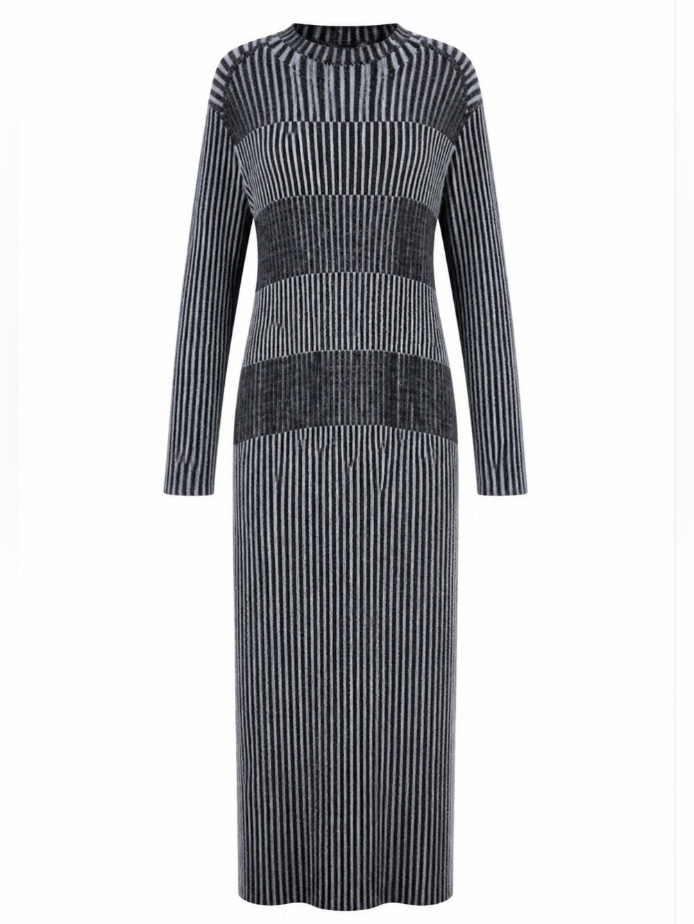 cos knitted maxi dress | Dresses | Cos Womens Gray Black Striped Ribbed Knit Large Mock Neck Nwt Tube dress
